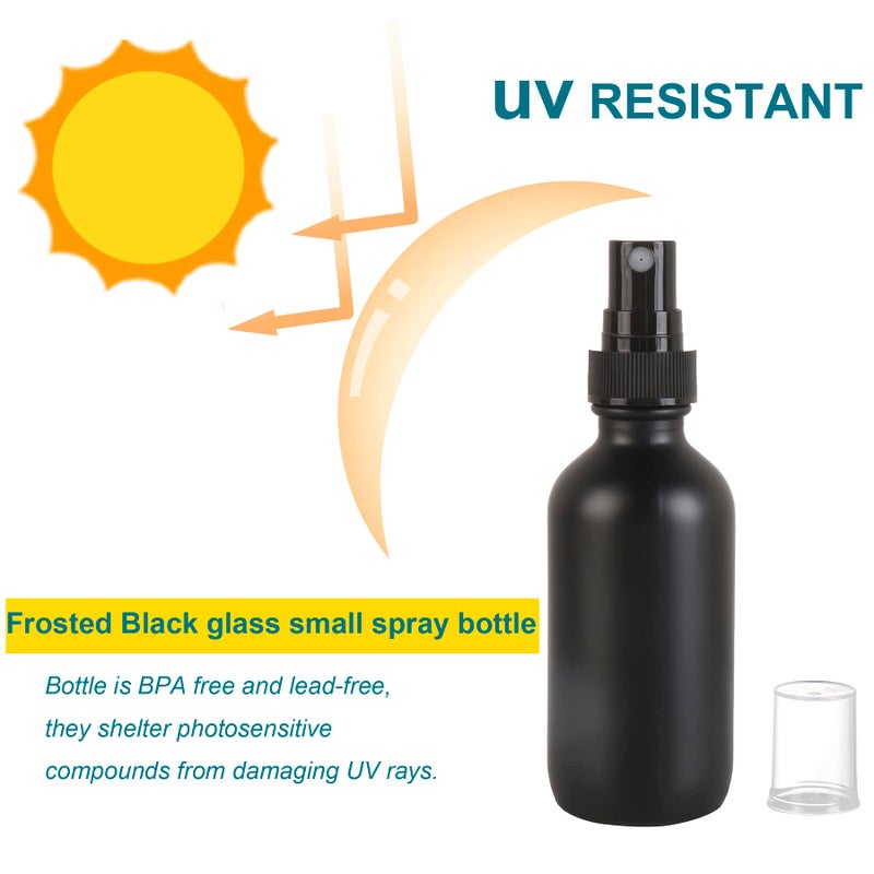 NOOEEISS Frosted Black Glass Small Spray Bottle 2 oz 24 Packs Fine Mist Sprayer Small Clear Bottles Refillable Containers mini spray bottles for Cleaning Solutions and Skin Care (Frosted Black 24pcs) - Image 4